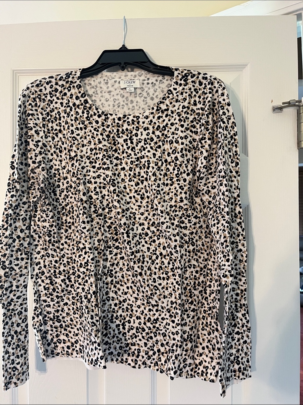 J. Crew Beige and Black Leopard Print Long Sleeve Top